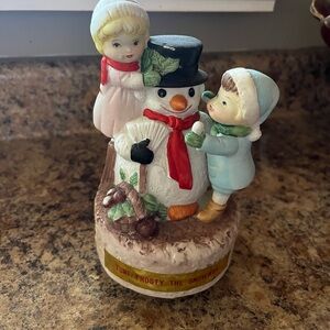 Vintage Frosty the Snowman Musical  Figurine with Children